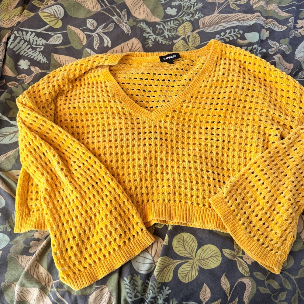 Express V-Neck Yellow Sweater